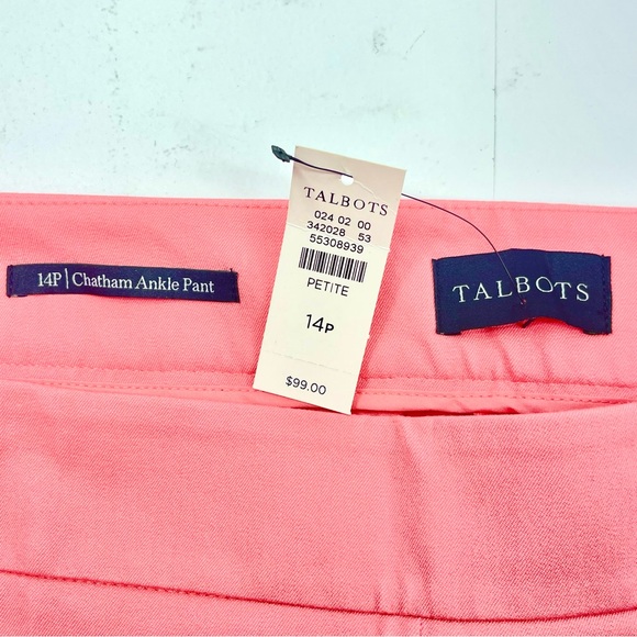 NWT Talbots Tapered Leg Chino Chatham Ankle Pants Pink/Peach Size 14 Petite - Picture 4 of 8